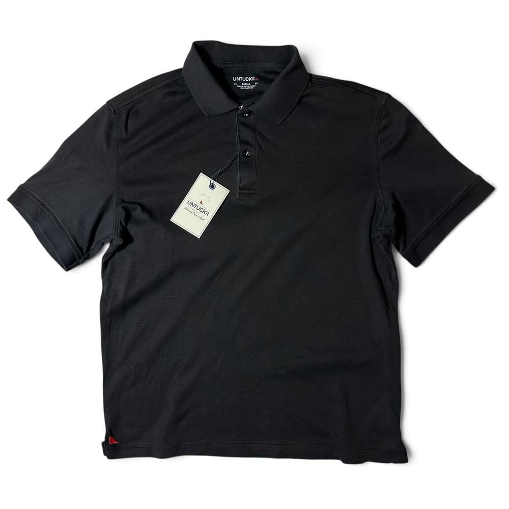 UNTUCKit Damaschino Short Sleeve Polo Mens Size S Black Cotton NWT